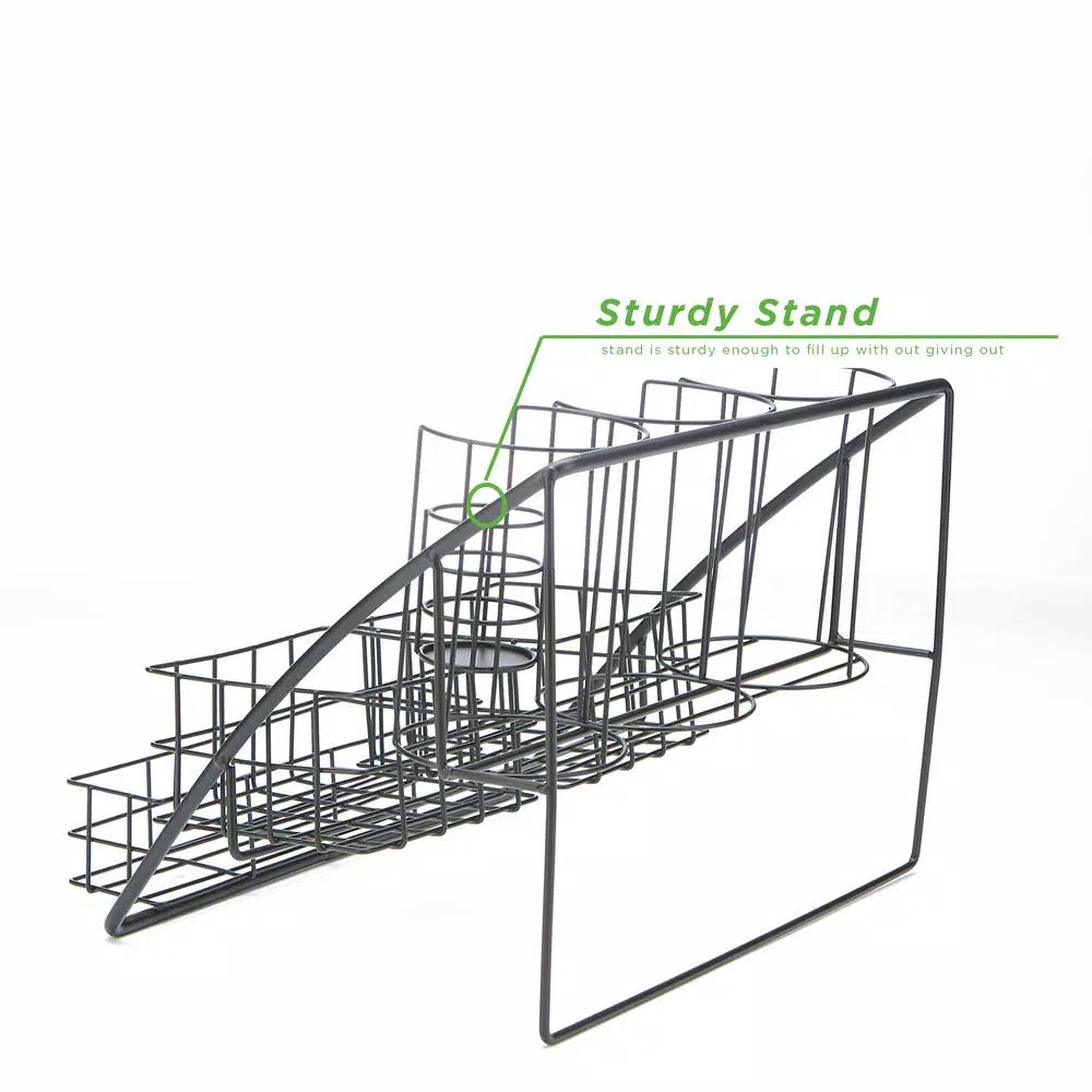 Mind Reader Black Steel Coffee Condiment Organizer - 8 Compartment Breakroom Caddy & Cup Lid Holder