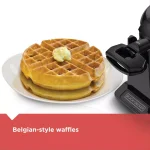 BLACK+DECKER Rotating Belgian Waffle Maker, 2-Slice Nonstick Dual Cooking Plates, Black thumbnail 6