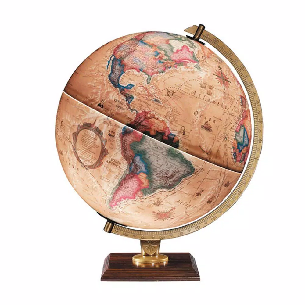 Replogle Carlyle Illuminated 12 in. Desk Globe with Raised Relief Topography and Wood Base