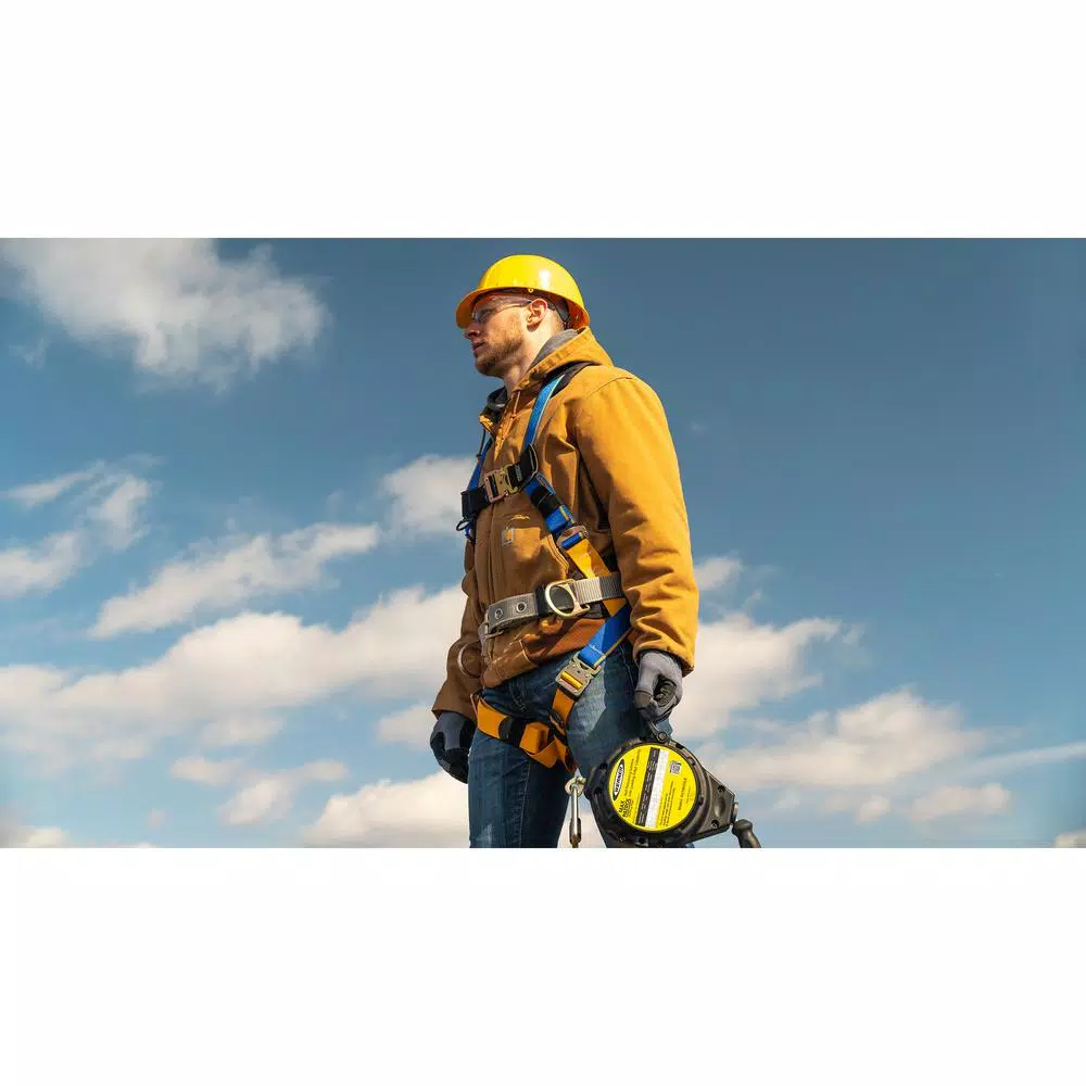 Werner Blue Armor 2000 Construction Harness with 3 D-Rings and Removable Work Belt, Small, Blue