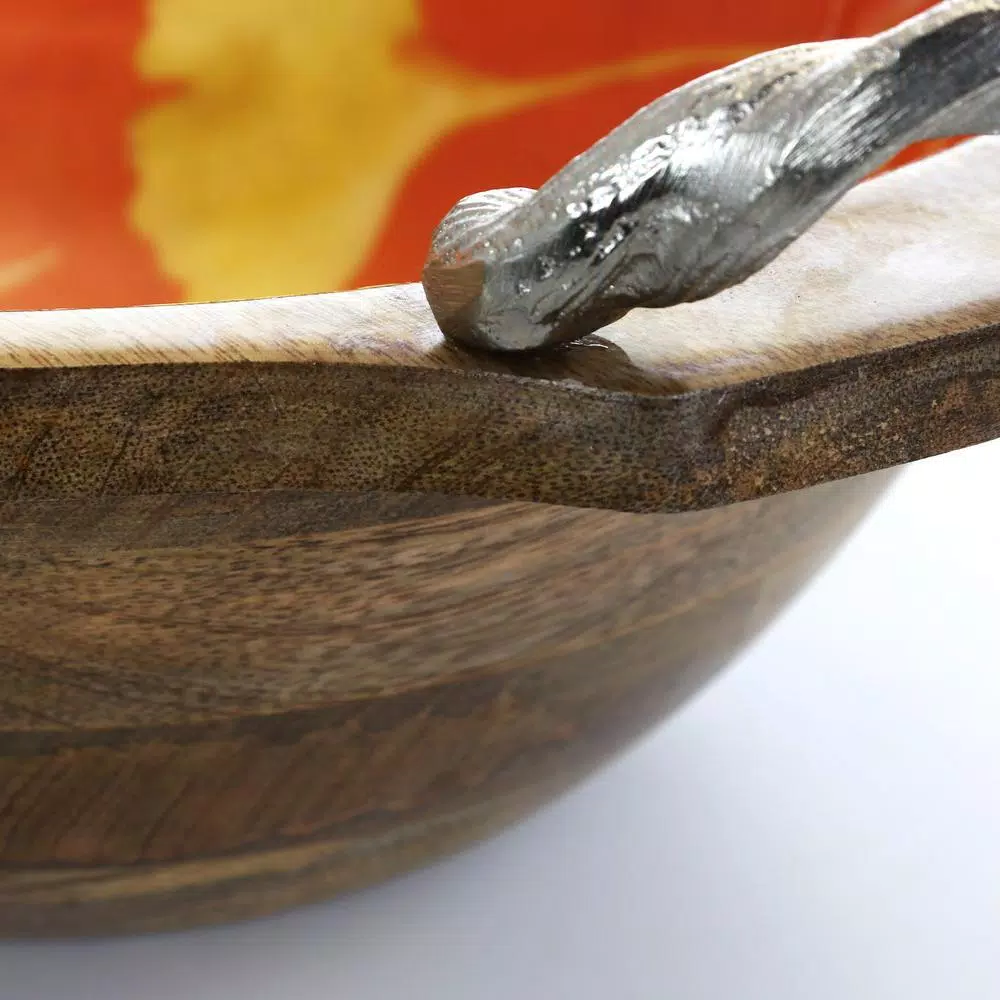 Gibson Elite Philomena 13 in. Wood Enameled Serving Bowl with Floral Design