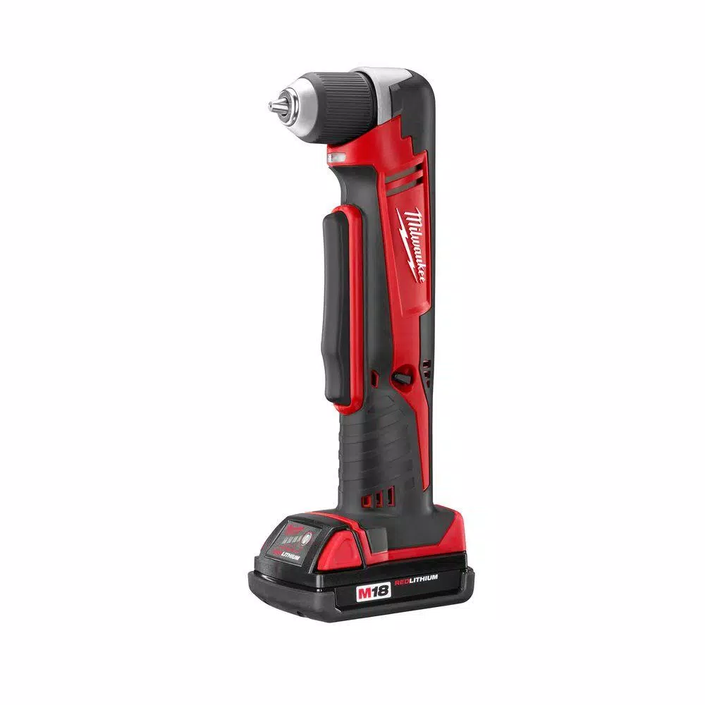 Milwaukee M18 18V Lithium-Ion Cordless 3/8 in. Right Angle Drill Kit with 1.5Ah Battery, Charger, and Hard Case