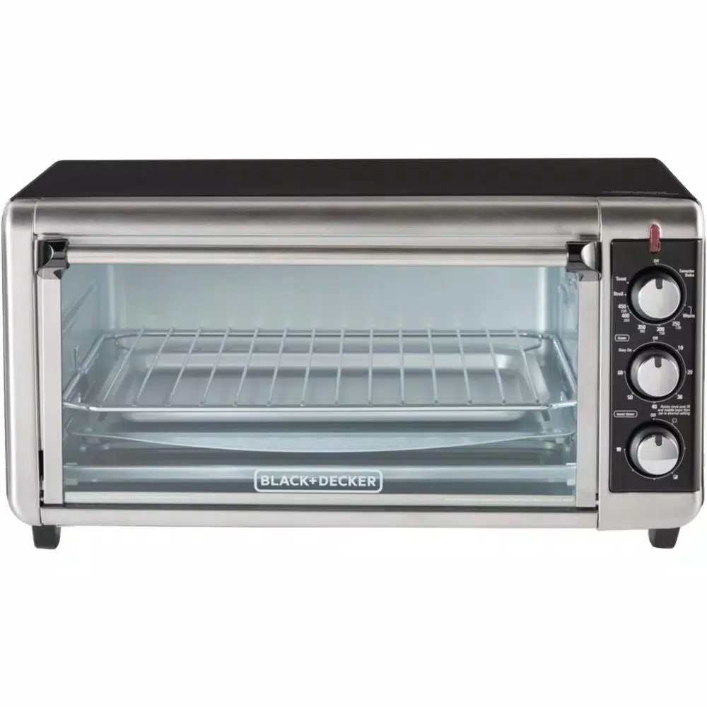 BLACK+DECKER 1500W 8-Slice Stainless Steel Convection Toaster Oven with Broiler