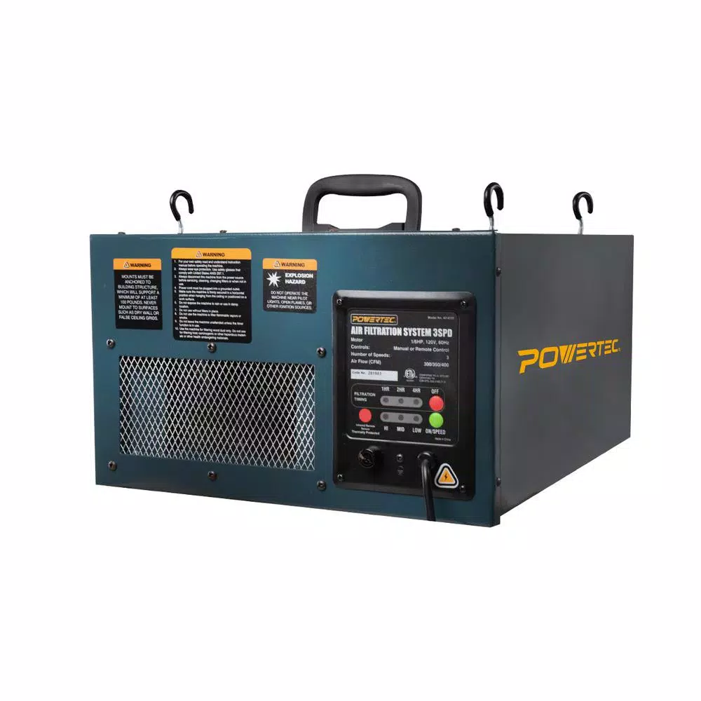 POWERTEC 3-Speed Remote Controlled Air Filtration System (300/350/400 CFM)