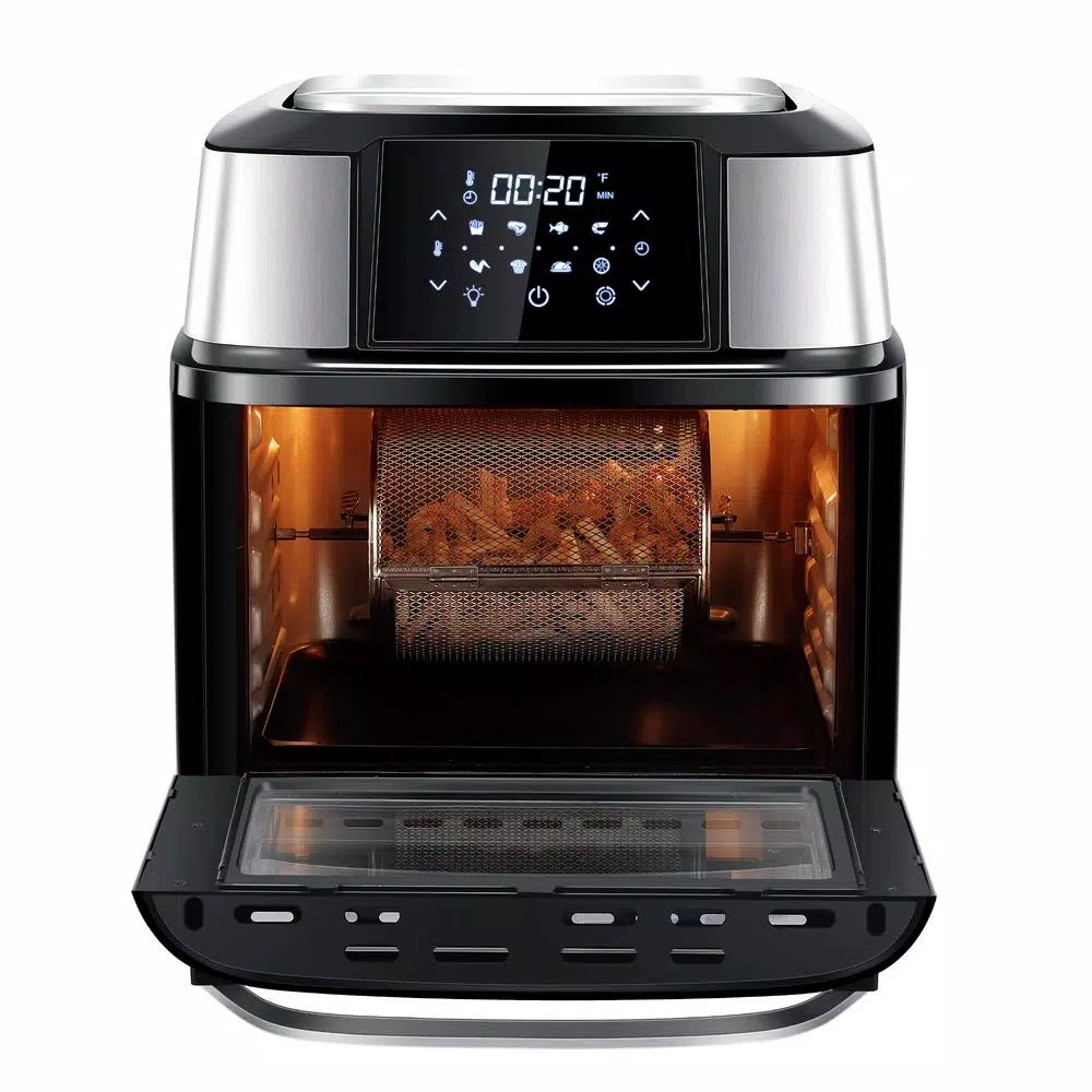 GoWISE USA Mojave 5-Tray Air Fryer Dehydrator & Rotisserie Oven, 1800W, Black/Stainless Steel