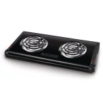 BLACK+DECKER 2-Burner 12 in. Black Hot Plate with Dual Temperature Controls thumbnail 1