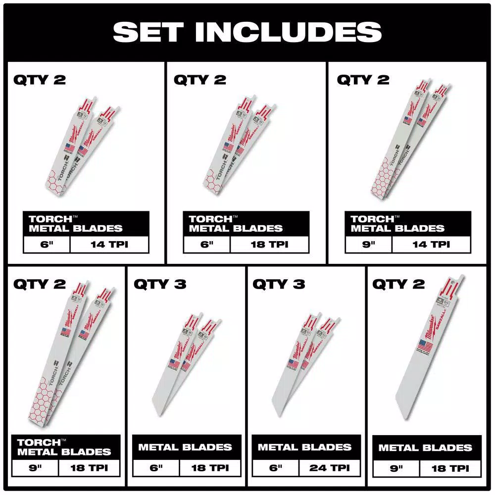 Milwaukee SAWZALL Bi-Metal Reciprocating Saw Blade Set, 26-Piece