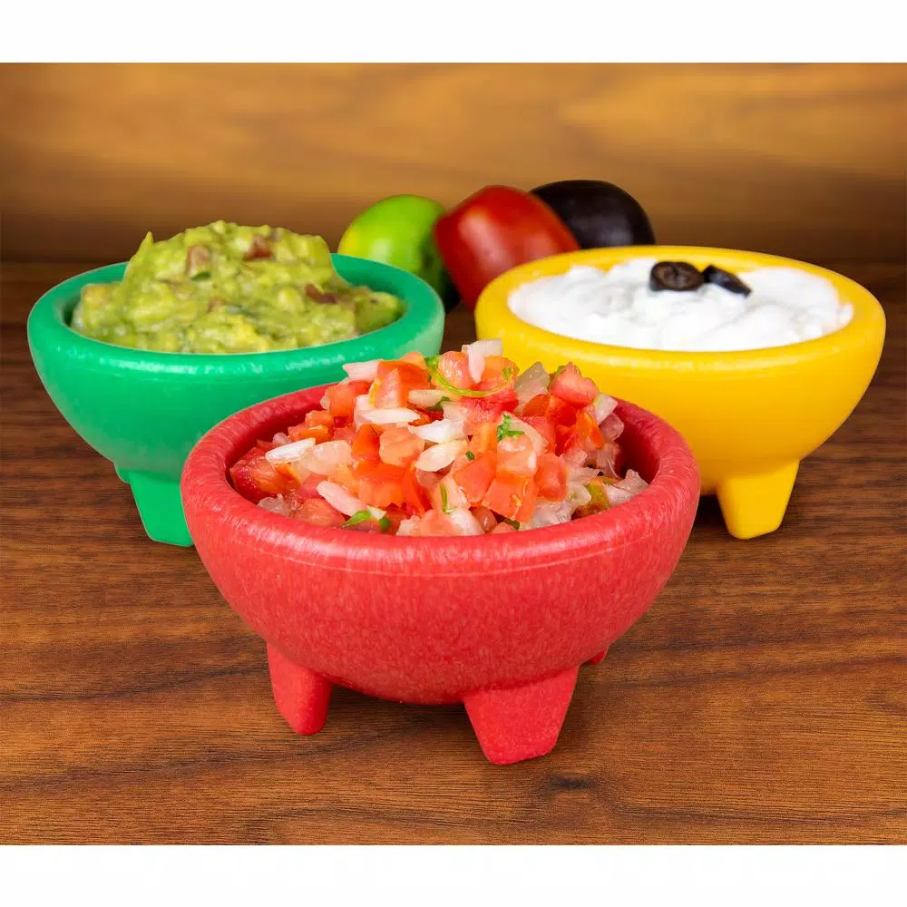 Taco Tuesday 3-Piece Plastic Salsa Bowl Set - 8 fl. oz. Assorted Colors