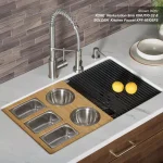 Kraus Workstation Kitchen Sink Accessory Set - Bamboo Serving Board & 5 Stainless Steel Prep Bowls thumbnail 10