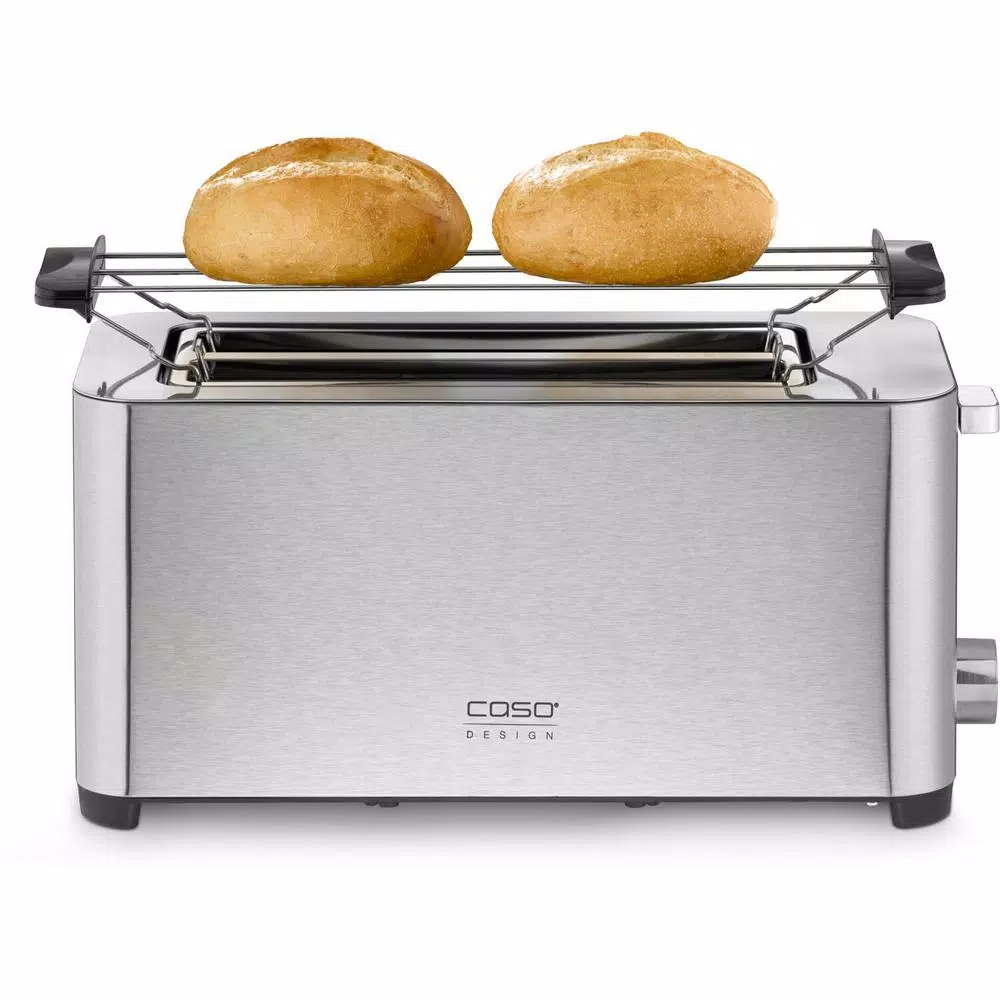 Caso Design 4-Slice Stainless Steel Wide Slot Toaster with Bun Warmer