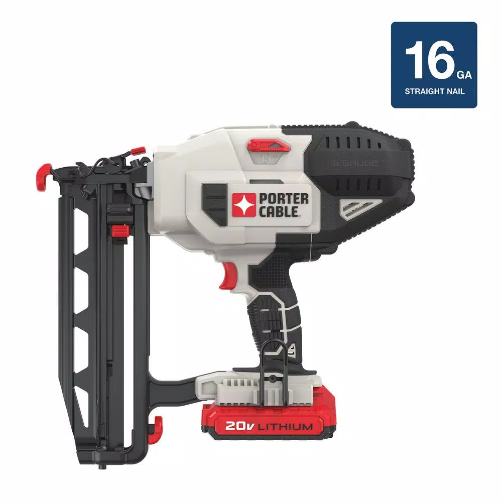 Porter-Cable 20V MAX 16-Gauge Cordless Straight Finish Nailer Kit with 1.5 Ah Battery and Charger