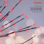 Alpine Corporation 39 in. Silver Metallic Foil Tree Yard Stake with 140 Red LED Lights thumbnail 6