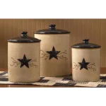 Park Designs Star Vine Beige 3-Piece Ceramic Canister Set with Airtight Lids thumbnail 3
