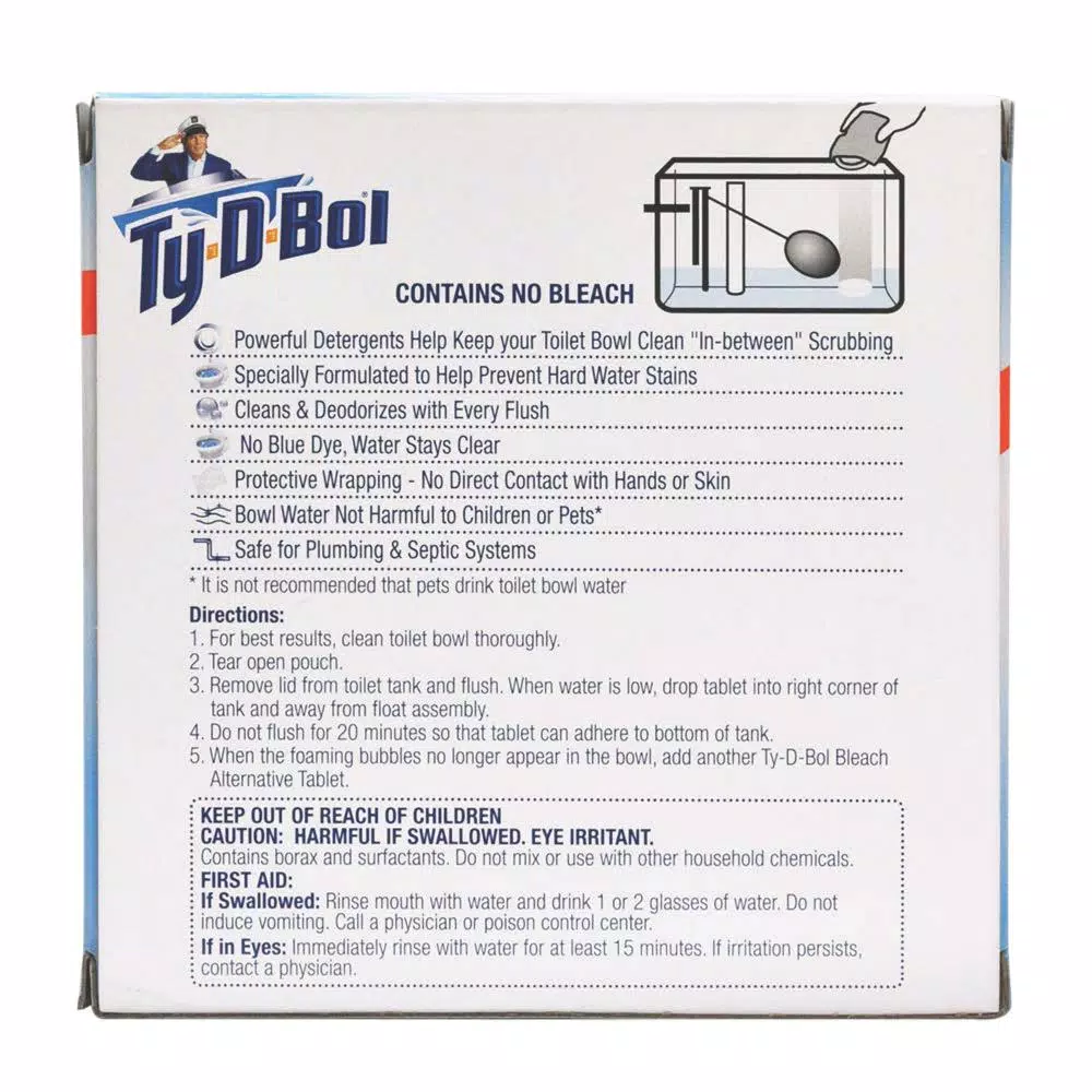 Ty-D-Bol Bleach Alternative In-Tank Toilet Bowl Cleaner Tablets, 2.5 oz (6-Pack)