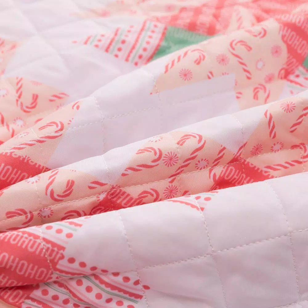 Country Living 48 in. Retro Star Quilted Tree Skirt, Reversible Blush Pink Microfiber