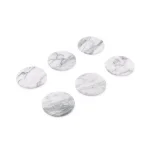Fox Run White Marble Coasters, Set of 6, Natural Stone with Cork Underside thumbnail 1