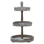 3R Studios Grace 15.5 in. Grey Mango Wood 3-Tier Decorative Tray with Tin Trim thumbnail 2