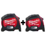 Milwaukee 25 ft. STUD Magnetic Tape Measure with 14 ft. Standout, 2-Pack thumbnail 1