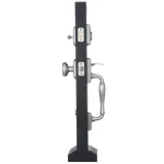 Baldwin Prestige Wesley Single Cylinder Satin Nickel Handleset with Arch Rose Carnaby Knob and SmartKey Security thumbnail 2