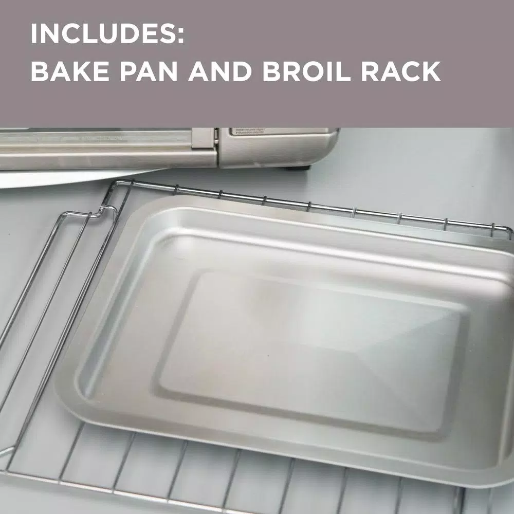 BLACK+DECKER 1500W 6-Slice Stainless Steel Convection Toaster Oven with Broiler Pan