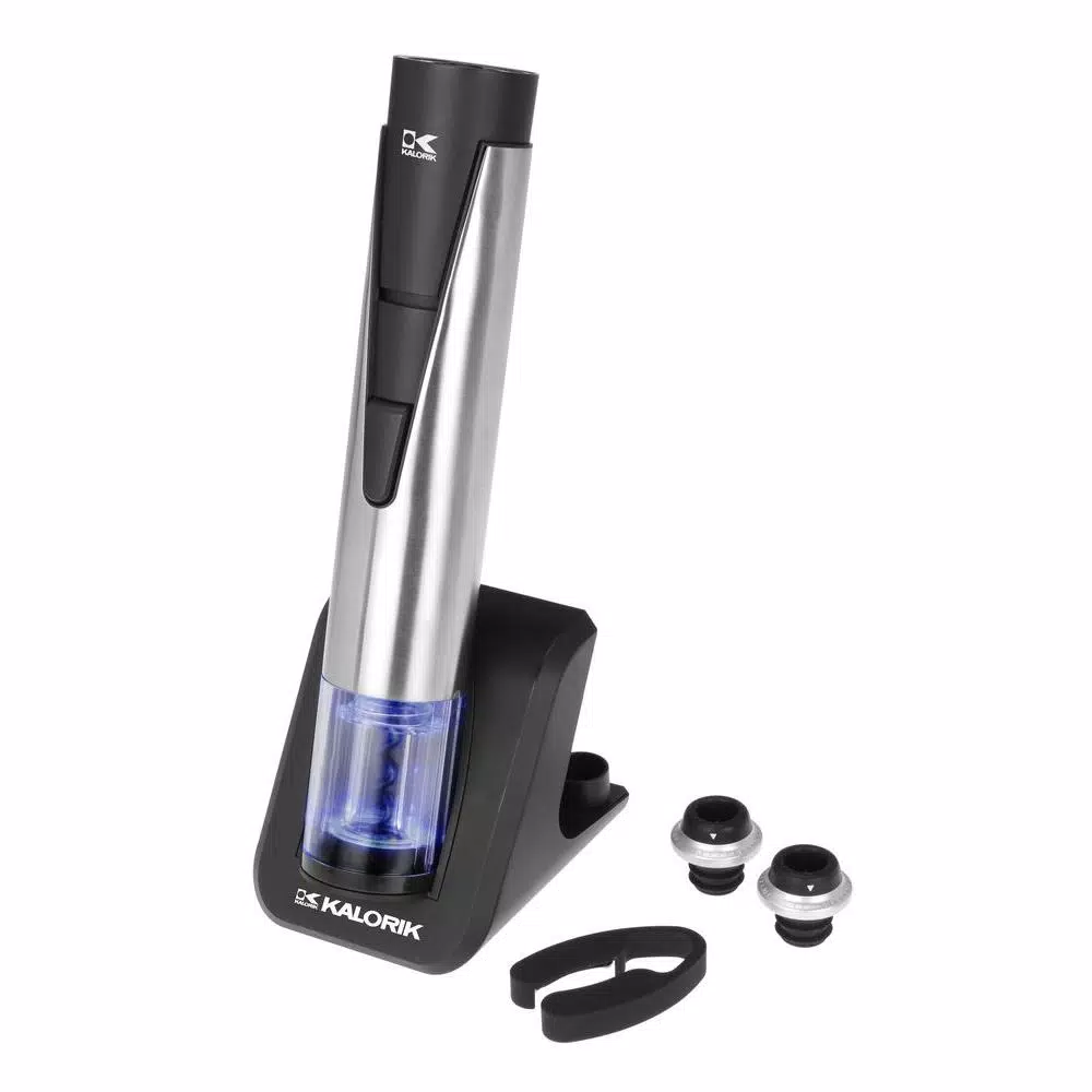 KALORIK 2-in-1 Electric Wine Opener and Vacuum Preserver Set with Charging Base
