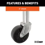 CURT Marine Trailer Jack with 6" Wheel, 1,000 lbs. Capacity, 10" Travel thumbnail 6