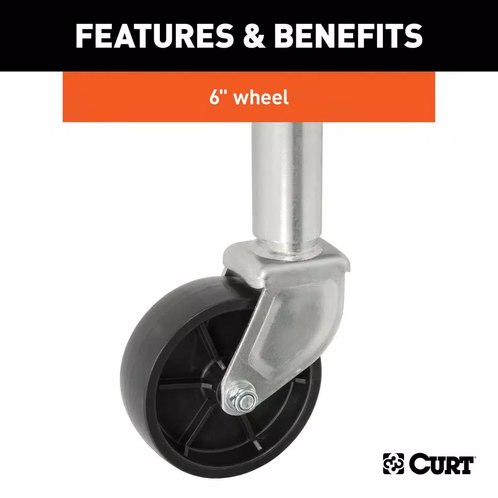 CURT Marine Trailer Jack with 6" Wheel, 1,000 lbs. Capacity, 10" Travel