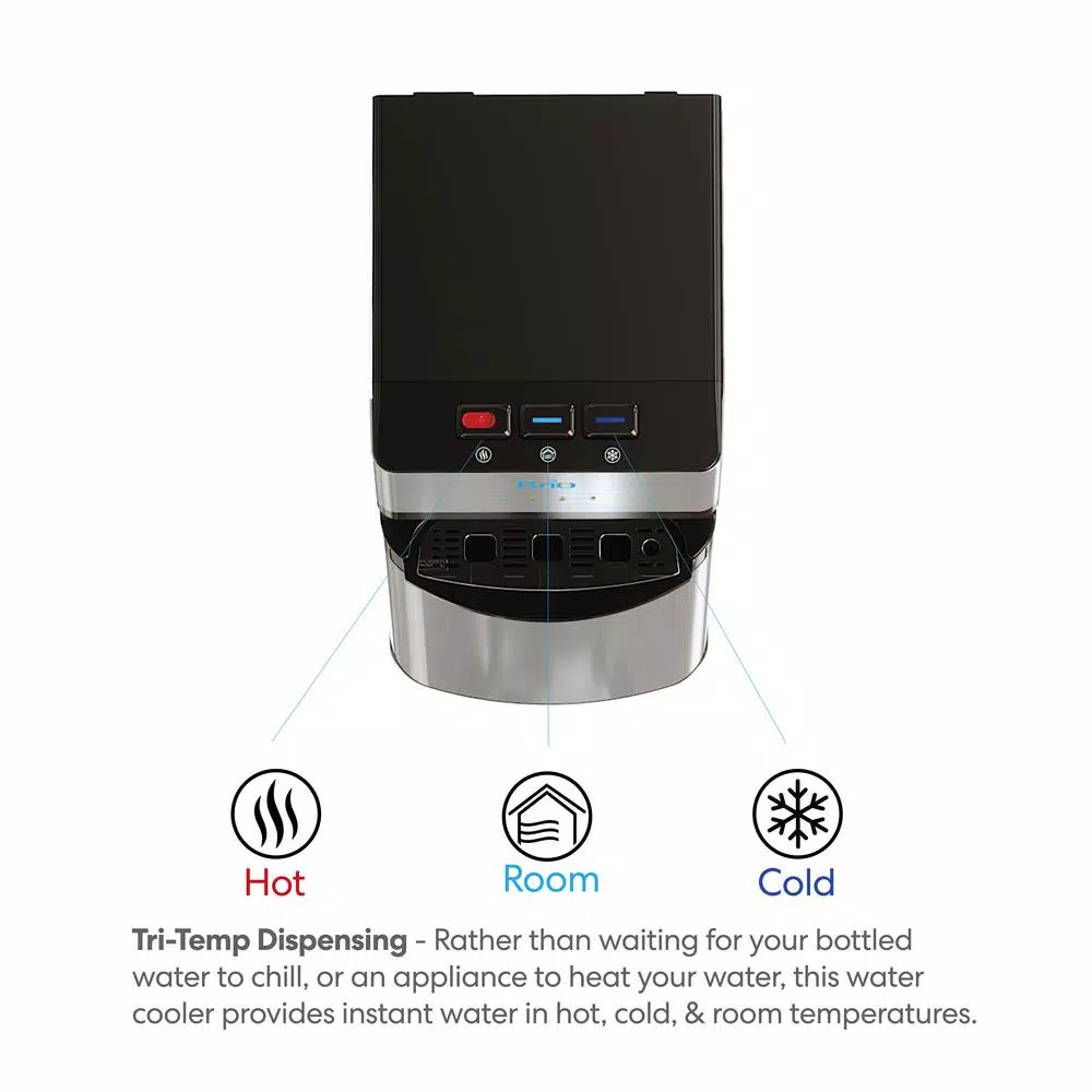 Brio Tri-Temp 2-Stage Bottleless Water Cooler with UV Self-Cleaning and Filtration, Stainless Steel