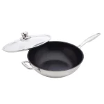 Swiss Diamond Nonstick Clad 12.5 in. Stainless Steel Wok with Lid, 7.9 Qt. thumbnail 1