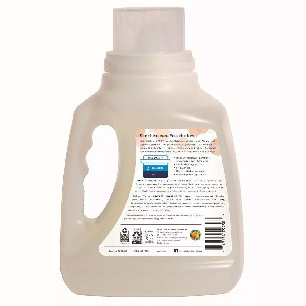 ECOS 2X Ultra Concentrated Liquid Laundry Detergent, Magnolia and Lily, 50 oz.