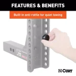 CURT Adjustable Channel Mount Trailer Hitch Ball Mount with Dual Ball, 2 in. Shank, 14,000 lbs. Capacity thumbnail 6