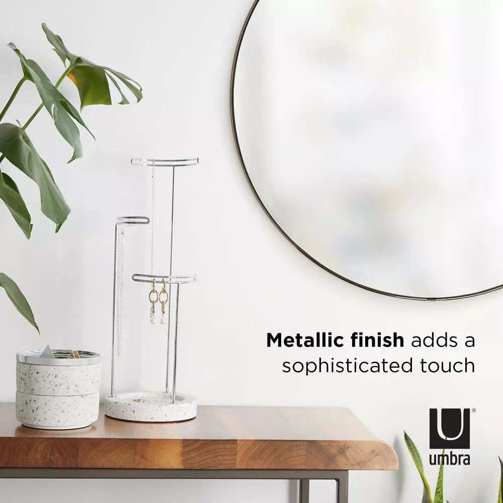 Umbra Hubba Round Contemporary Wall Mirror, Metallic Titanium, 34 in.