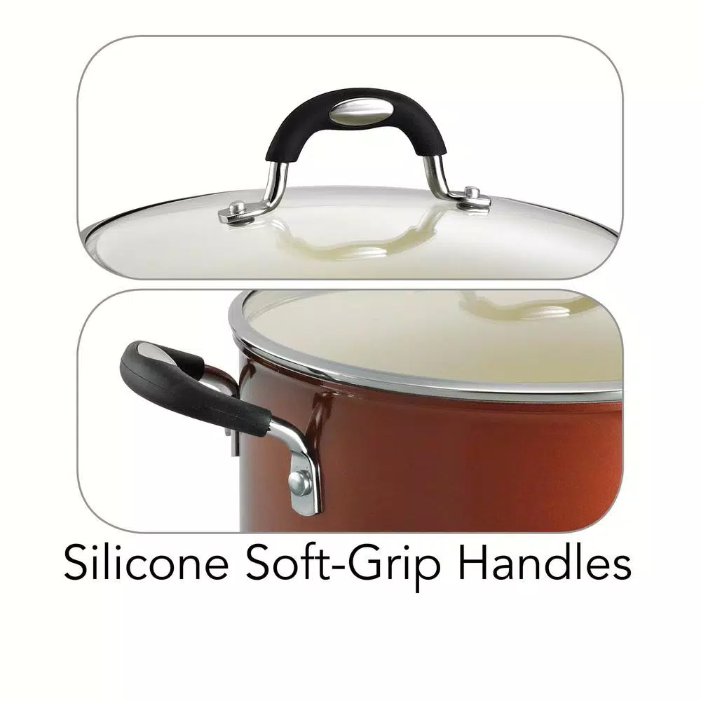 Tramontina Style Ceramica 5 Qt. Round Aluminum Dutch Oven with Glass Lid, Metallic Copper