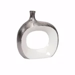 IMAX Riley Gray Small Metallic Ceramic Vase - Round Decorative Floor Vase thumbnail 1
