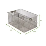 Mind Reader Silver Metal Mesh 4-Compartment Multipurpose Storage Basket and Utensil Holder thumbnail 6