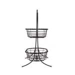 Spectrum Everly 2-Tier Oval Steel Fruit Basket & Serving Stand, Black thumbnail 3