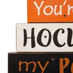 Glitzhome 11.54 in. LED Lighted Halloween Wooden Word Block Decor - Hocus Pocus Sign thumbnail 3