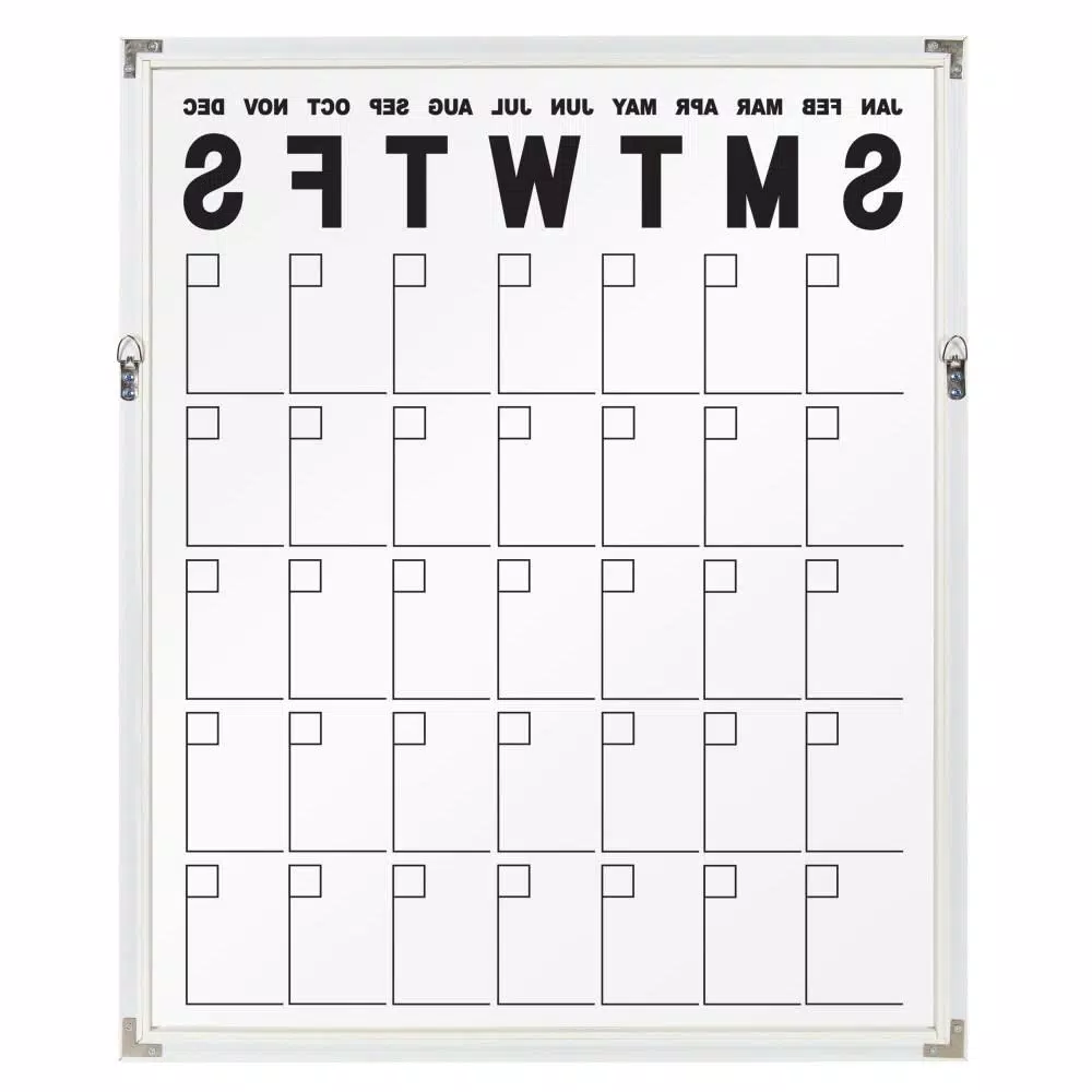 Kate and Laurel Calter White Acrylic Monthly Erasable Wall Calendar Memo Board