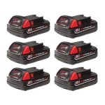Milwaukee M18 18V Lithium-Ion 1.5Ah Compact Battery Pack, 6-Pack thumbnail 1