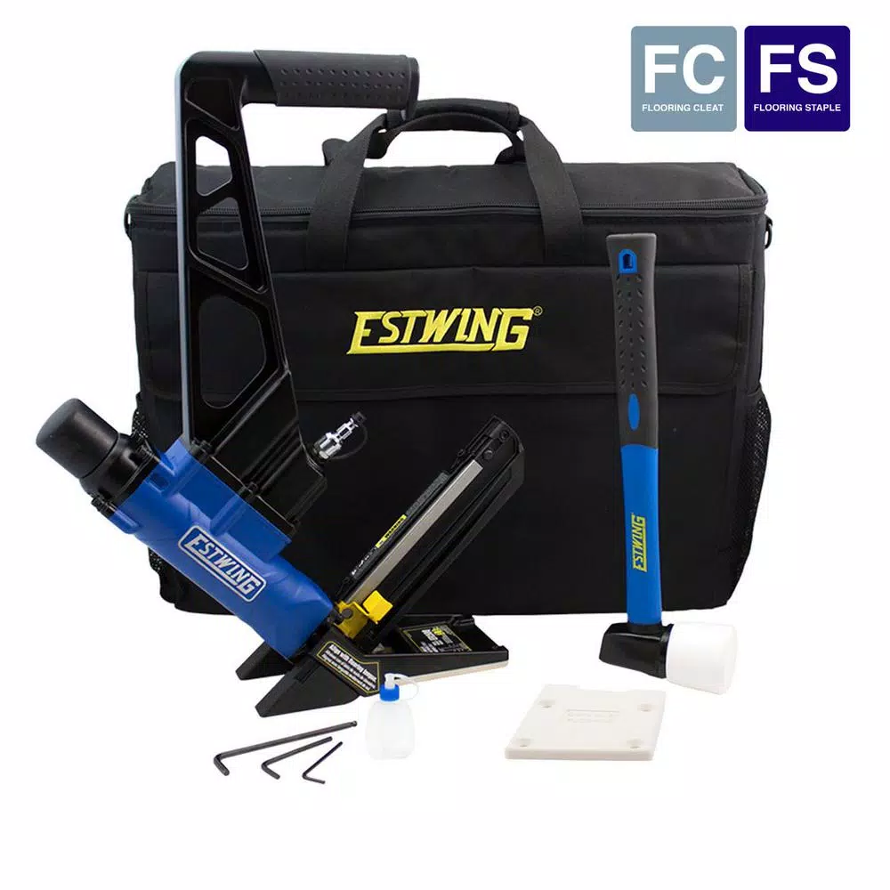 Estwing EFL50Q 2-in-1 Pneumatic Flooring Nailer and Stapler Kit, 15.5 & 16 Gauge