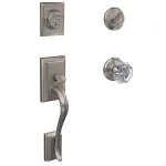 Schlage Custom Addison Satin Nickel Single Cylinder Handleset with Alexandria Glass Knob thumbnail 1