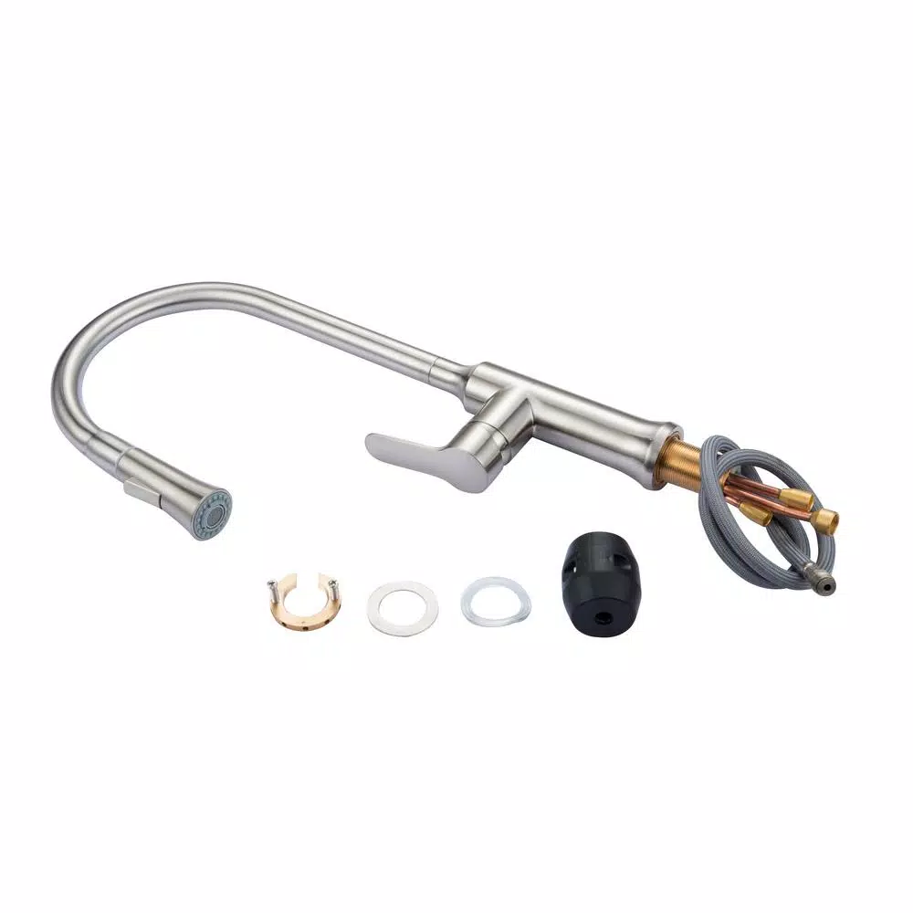 Vanity Art Brushed Nickel Single-Handle Pull-Down Kitchen Faucet with Sprayer Wand
