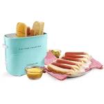 Nostalgia Retro Series 2-Slice Aqua Long Slot Hot Dog and Bun Toaster with Crumb Tray and Mini Tongs thumbnail 3