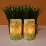 LUMABASE Lace Leaf Battery Operated Wax LED Candles - Set of 2 thumbnail 4