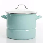 Kenmore 16-Quart Steel Stock Pot Set with Steamer Insert and Glass Lid, Broadway Blue thumbnail 1