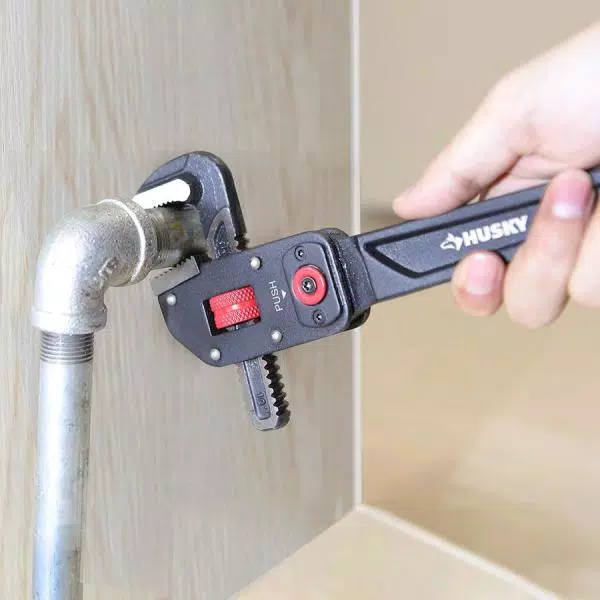 Husky 10 in. Multi-Angle Pipe Wrench with Flex-Head and Aluminum Body
