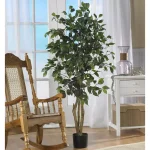 Nearly Natural 4 ft. Ficus Silk Tree with 504 Leaves and Black Pot thumbnail 2