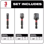 Milwaukee SHOCKWAVE Impact Duty 1/4 in. Hex Shank Socket Adapter Set, 3-Piece thumbnail 2