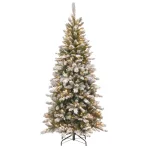 National Tree Company 7.5 ft. Snowy Mountain Pine Slim Artificial Christmas Tree with 500 Clear Lights thumbnail 1
