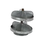 LITTON LANE Industrial Arts 2-Tier Iron Tray Stand with Galvanized Finish, Gray thumbnail 5